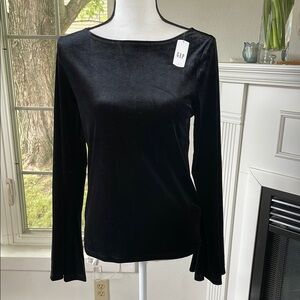 GAP Women's Black Velvet Long-Sleeve Top